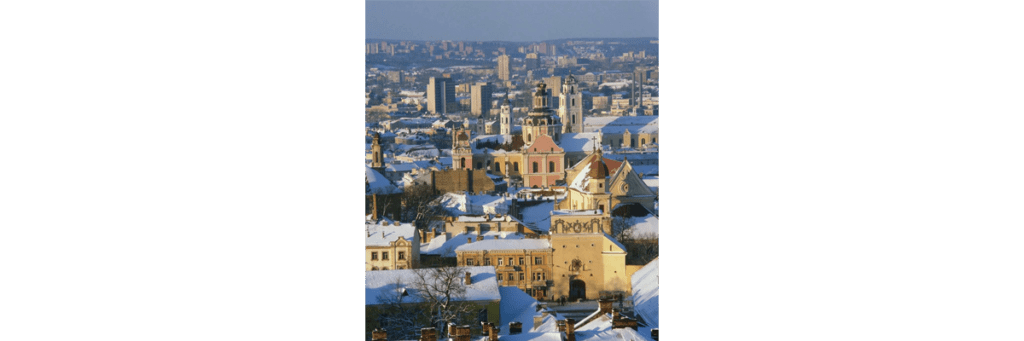 Winter in the Old Town of Vilnius, the capital of Lithuania