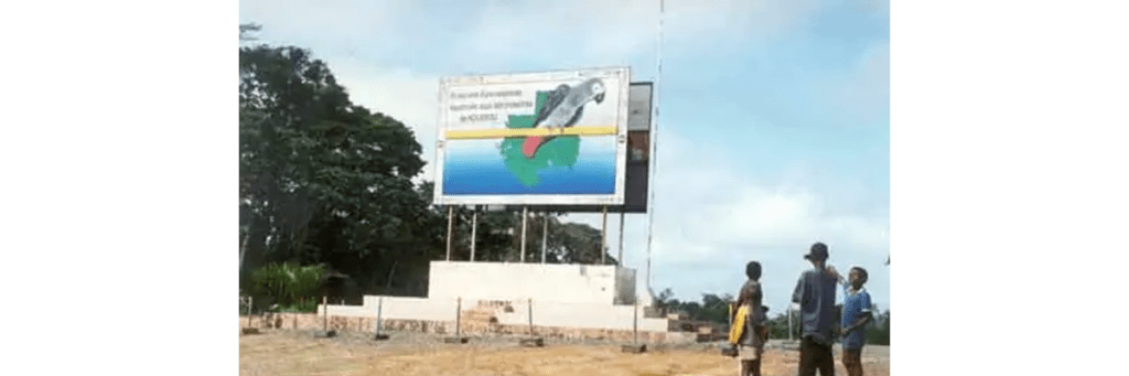 A monumental marker on the equatorial line in Gabon