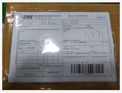 items received Parcel waybill